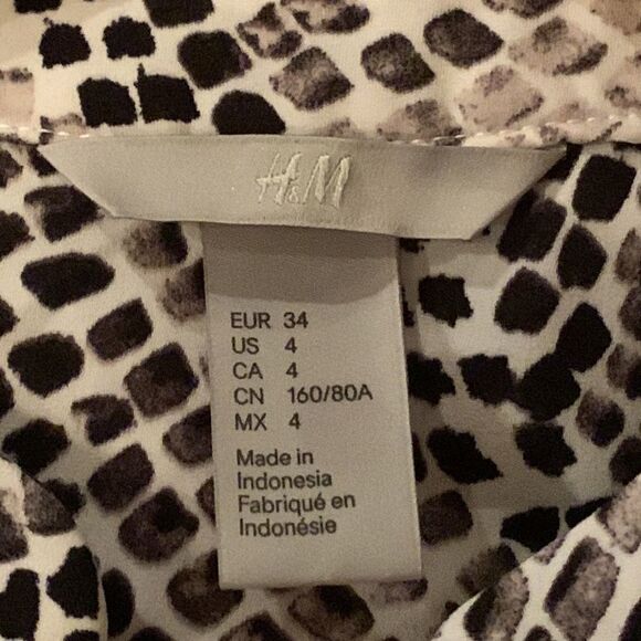 NEW H&M Geometric Print Shirt Dress Sleeveless Black Gray Womens Sz 4 - Picture 12 of 13